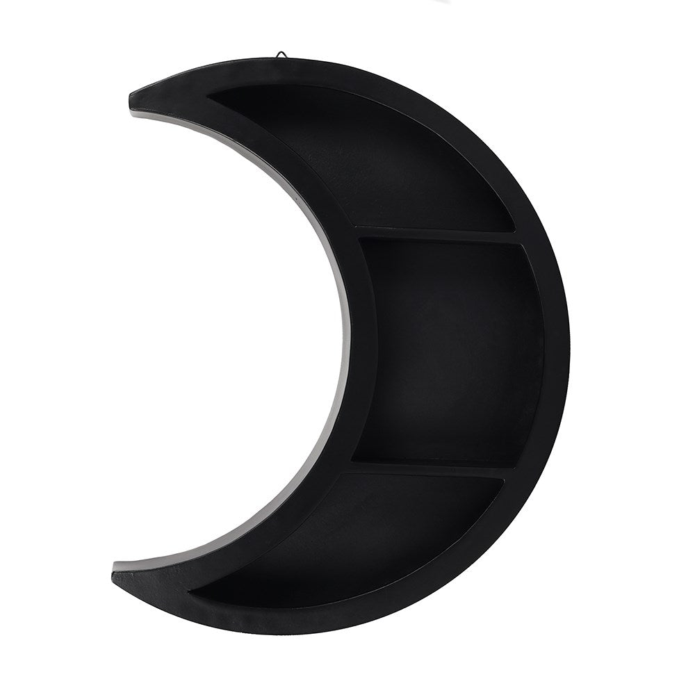 Crescent Moon Wooden Shelf - Wolf Moon