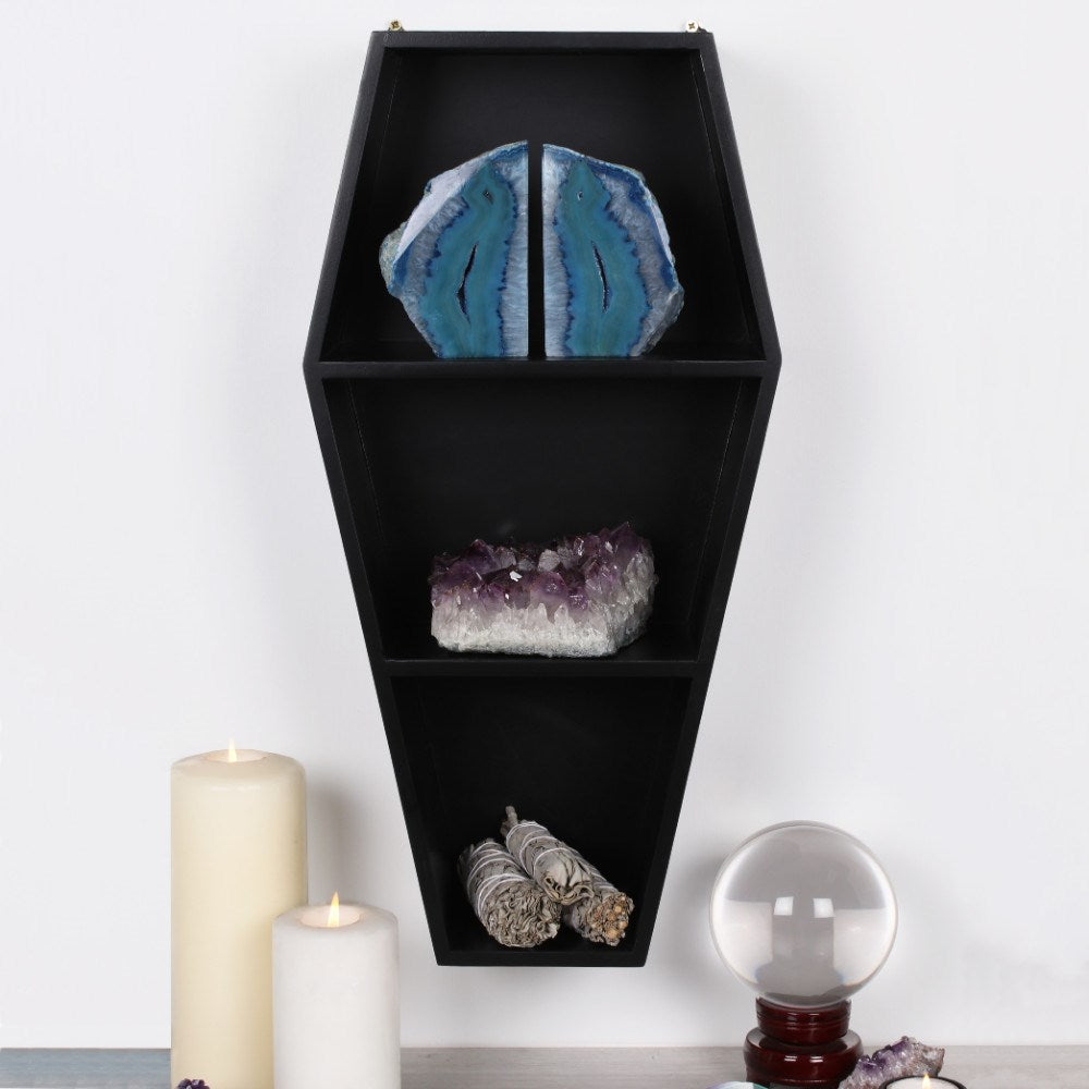 Wooden Coffin Shelf - Wolf Moon