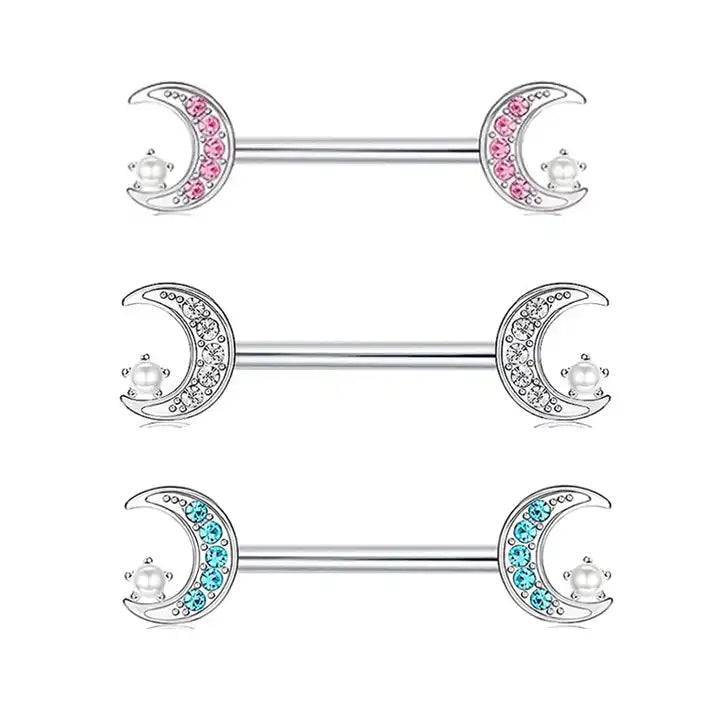 Nipple - Double Moon / Stainless Steel / 14g