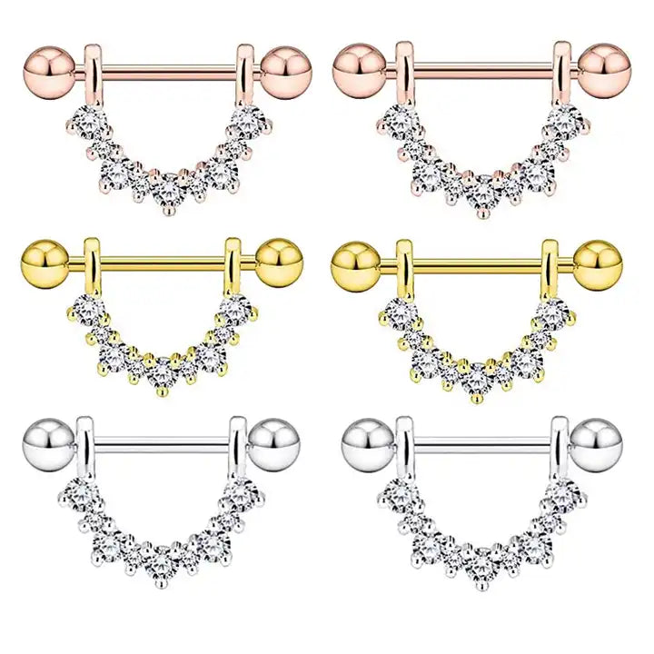 Nipple - Crystal Curve / Stainless Steel / 14g