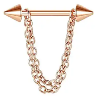 Nipple - Bar & Chain / Stainless Steel / 14g