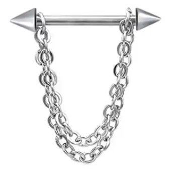 Nipple - Bar & Chain / Stainless Steel / 14g