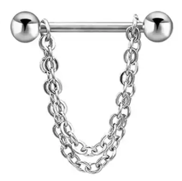 Nipple - Bar & Chain / Stainless Steel / 14g