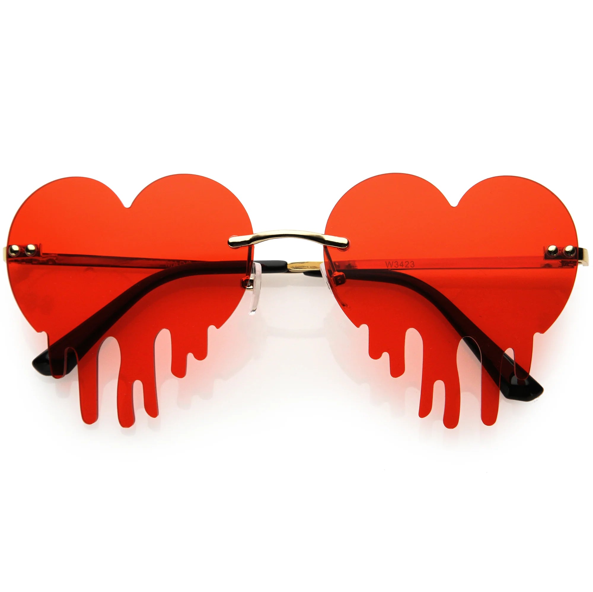 Love Tears - Dripping Heart Sunglasses Tinted Lens Rimless Heart Pink –  Wicked Tender