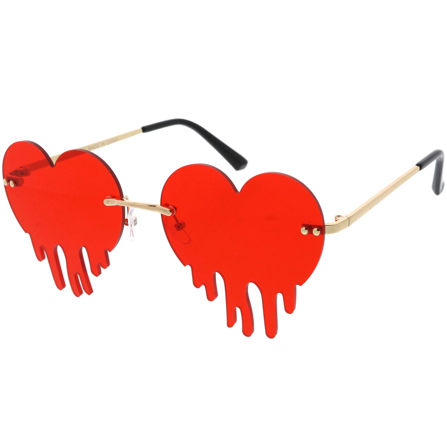 Sunglasses - Heart Drip / Red