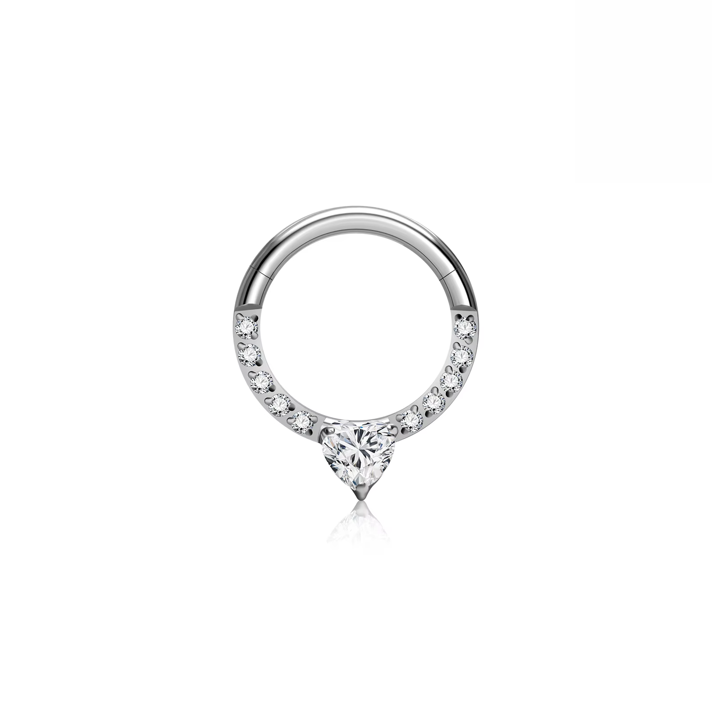 Septum - Jeweled Heart 16G (F136 Titanium)