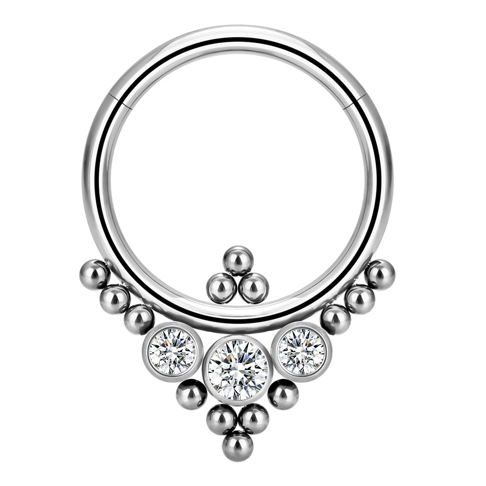 Septum - Beads 16G (Silver) (G23 Titanium)