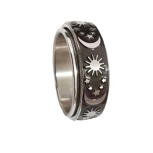 Ring - Stellar Spinner (Stainless Steel) - Wolf Moon