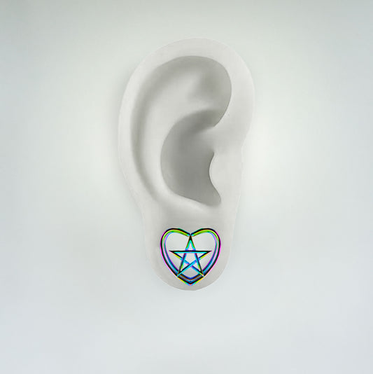 Plug - Pentagram Heart (Stainless Steel)