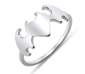 Ring - Devil Heart Bat Wings (Silver) (Stainless Steel)