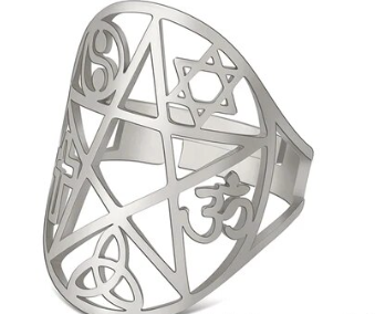 Ring - Symbols (Silver) (Stainless Steel) (Adjustable)