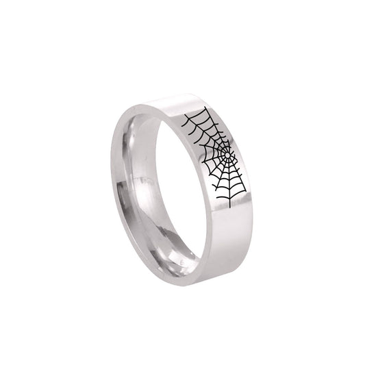 Ring - Spiderweb Ring (Stainless Steel) - Wolf Moon