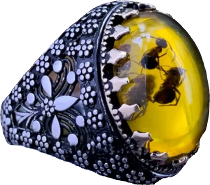 Ring - Amber Insect Ring (Stainless Steel)