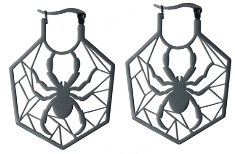 Earring - Spiders Lace (Black) (Stainless Steel)